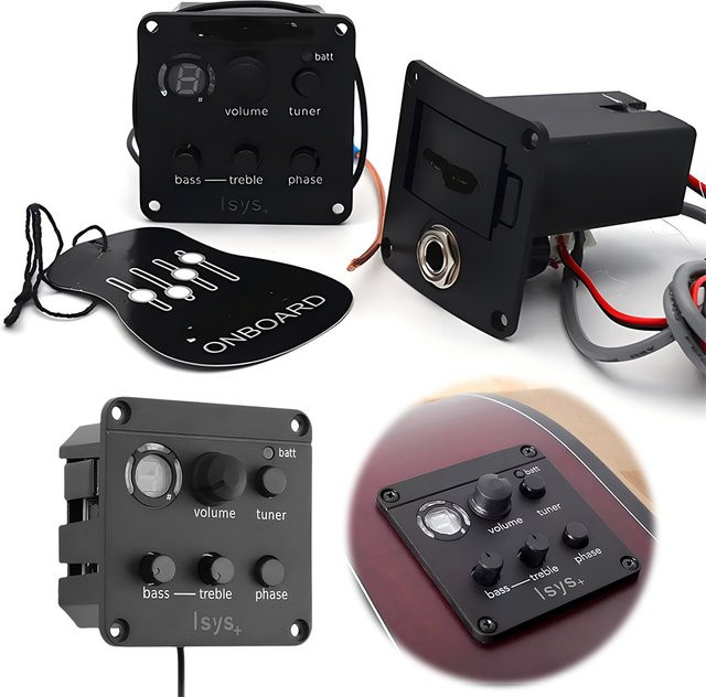 Fishman ISYS+ Onboard Vorverstärker System für akustische und klassische Gitarren mit EQ, Tuner und Piezo Pickup in Schwarz - Bild 1