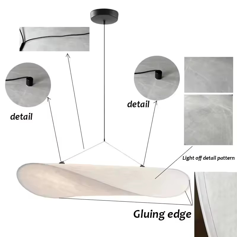 IISINUO Pendelleuchte aus Seidenstoff und Metall, verstellbare Zen-Ambiente-Beleuchtung für Wohnzimmer und Schlafzimmer, Schwarz oder Weiß, Höhe: 220 cm, Durchmesser: 40 cm - Bild 5