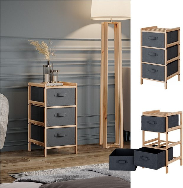 Vicco Badschrank Bruno Grau mit 3 Stoffschubladen B: 34,5 cm, H: 67 cm - Bild 1