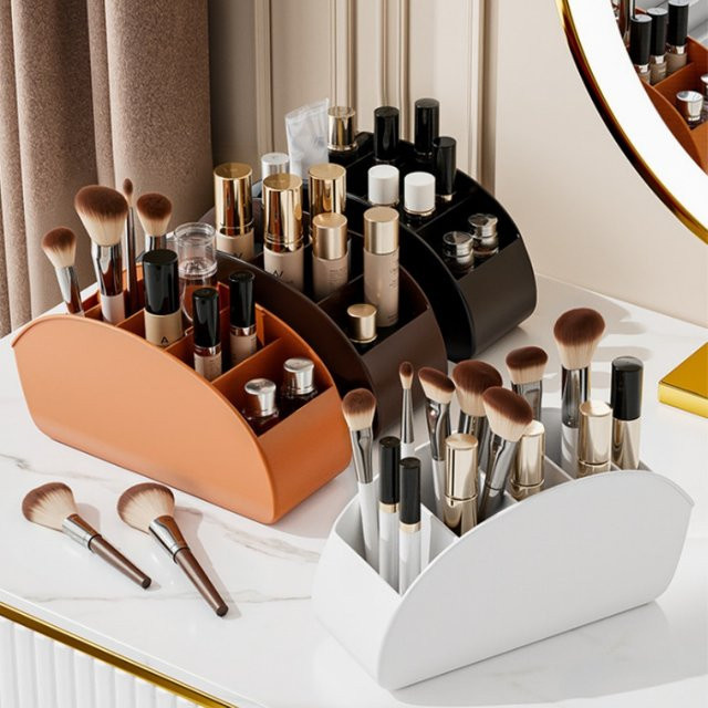5grid Desktop-Aufbewahrungsbox aus Kunststoff in Weiß, multifunktionaler Organizer mit 5 Fächern für Fernbedienungen, Make-up-Pinsel und Bürobedarf - Bild 1
