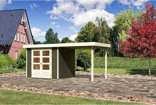 Karibu Holz-Gartenhaus Raala Pultdach in Terragrau lackiert B/T/H: 238 x 213 x 211 cm - Bild 1