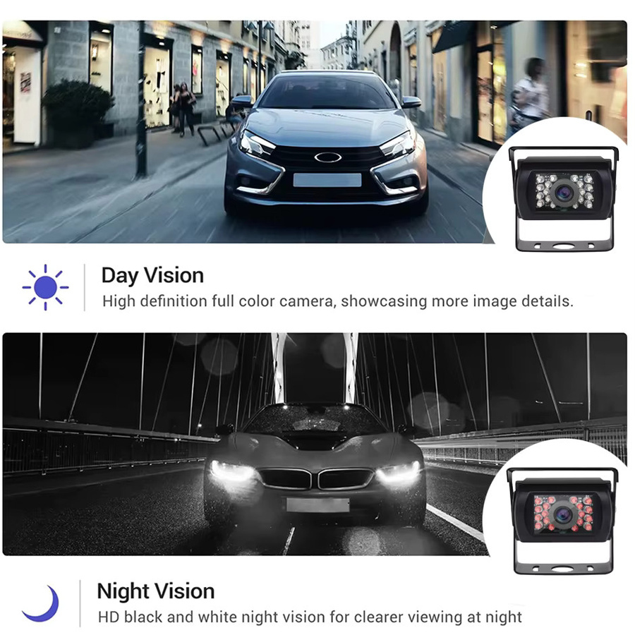 QXNY 7-Zoll LKW-Rückfahrkamera Set mit HD-Monitor und Nachtsicht in Schwarz für 24V LKWs, Busse und Wohnmobile - Bild 5