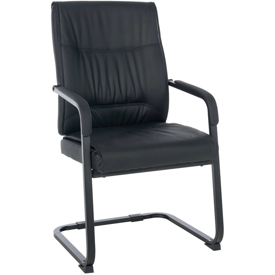 DELUKE XL Besucherstuhl MIAMI Konferenzstuhl aus Kunstleder in Schwarz mit Armlehnen, B/T/H: 58 x 65 x 102 cm - Bild 2