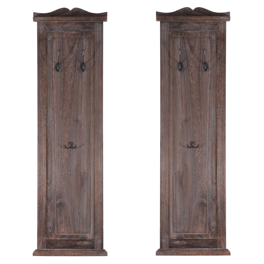 BERLINLODGE Garderobe 2er-Set aus Paulownia Holz in Braun mit Wandhaken, B/T/H: 109 x 28 x 5,5 cm - Bild 2