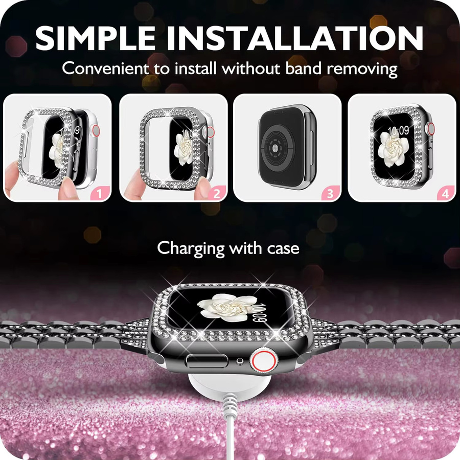 JBAILI Schutzhülle für Apple Watch, Bling Diamond, Damen - Bild 3