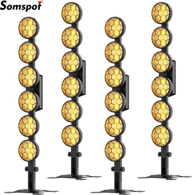 Somspot 4er Set COB Lineare Vintage-Leuchten RGB Retro-Bühnen-Par-Licht in Schwarz für DJ, Disco und Live-Shows - Bild 1