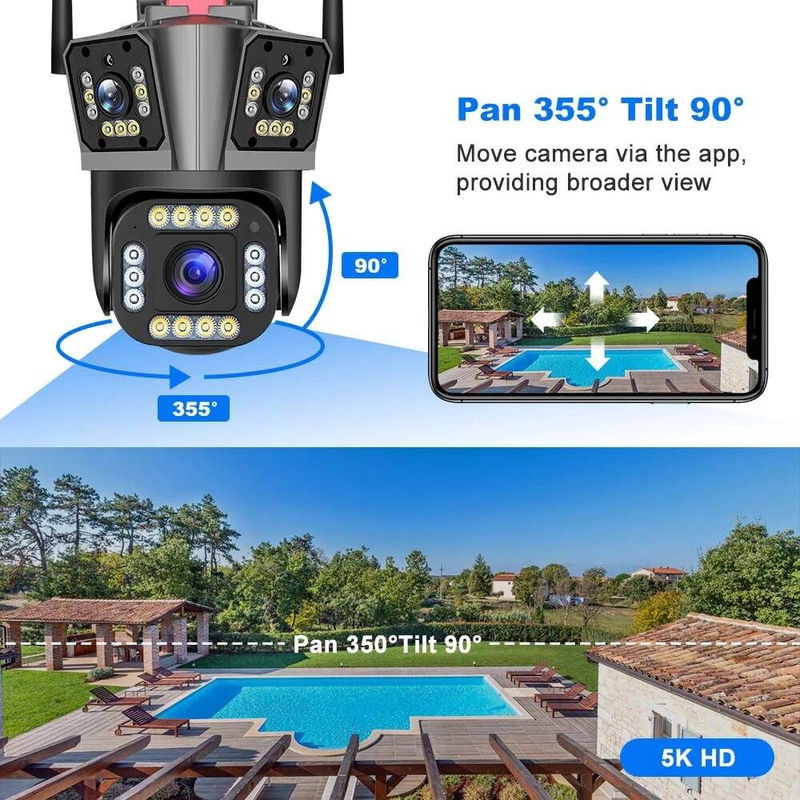 LS VISION 5K 12MP Outdoor Sicherheit Kamera mit WiFi, 10X Zoom, Drei-Objektiv-PTZ und Auto Tracking für die Überwachung - Bild 3