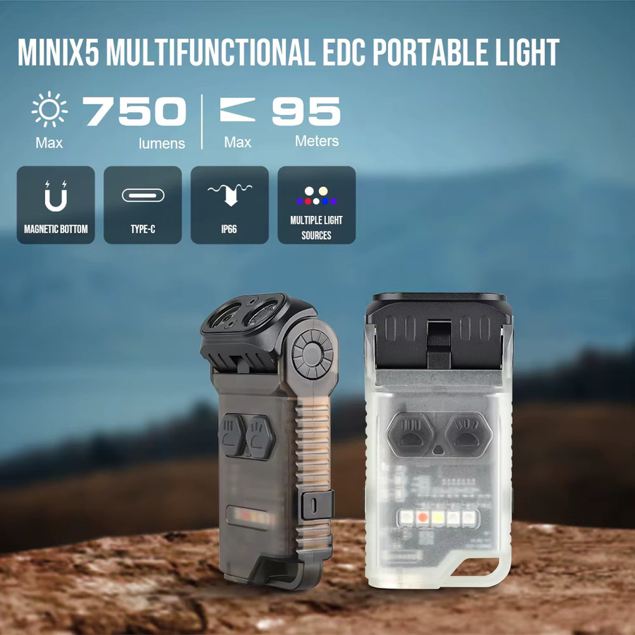 Trustfire MINIX5 EDC-Taschenlampe mit 750 Lumen, wiederaufladbare LED-Taschenlampe mit UV-Licht und Magnetfunktion in Blau - Bild 2
