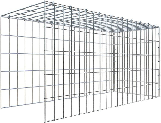 Gabiona C-Ring Anbaukorb Typ 4 in Silbergrau, B/T/H: 50 x 100 x 40 cm, Maschenweite 5 x 10 cm - Bild 1
