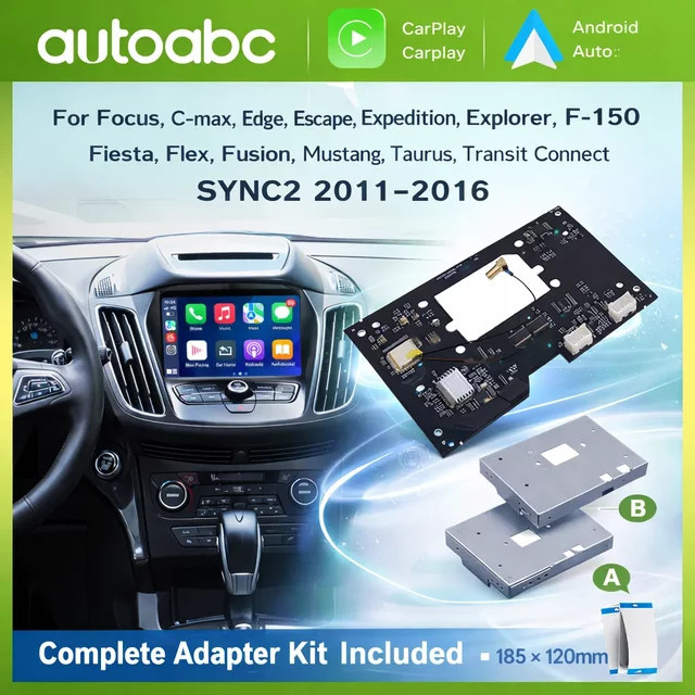 AUTOABC Kabelloses CarPlay und Android Auto Interface für Ford Sync 2 Systeme in Schwarz - Bild 1