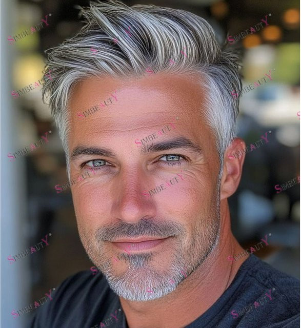 simbeauty Herren-Toupet aus Echthaar, 65% Grauanteil - Bild 1
