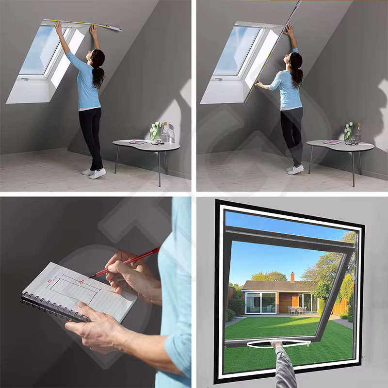 DTGJ Moskitonetz-Fensterschutz mit Reißverschluss aus weißem Fiberglas-Tüll für Oberlichter - Bild 5