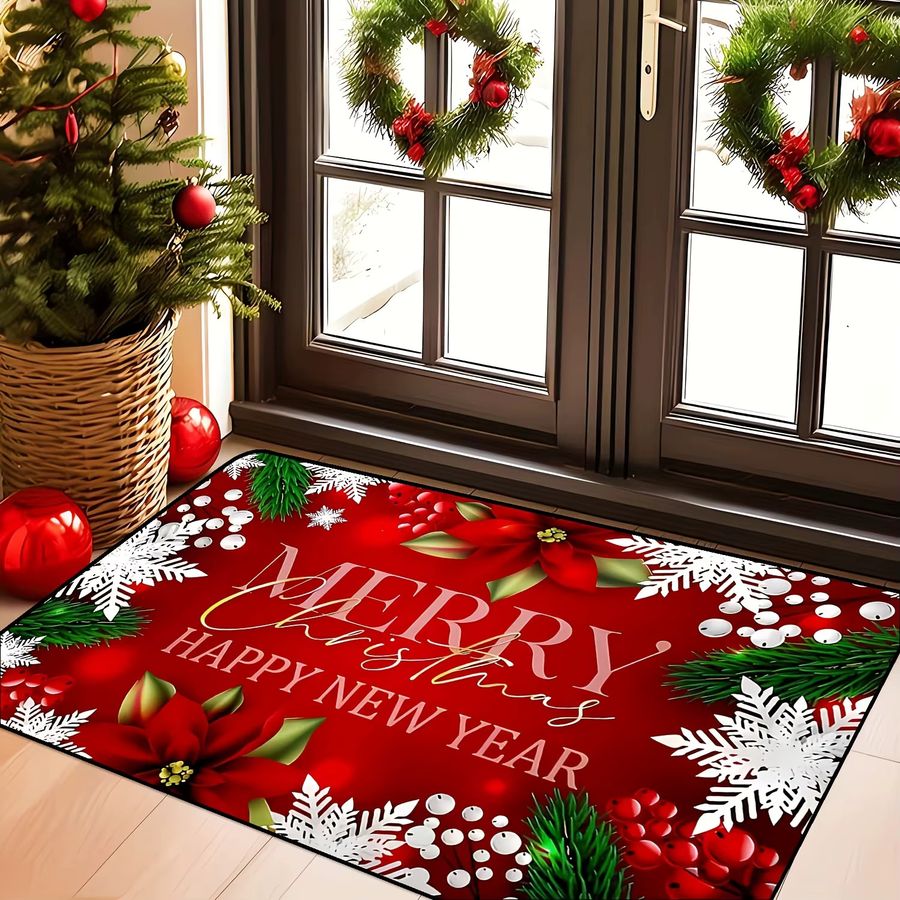 VIKAMA Weihnachtsteppich als festliche rote Fußmatte und Druckteppich, B/T: 60 x 40 cm - Bild 2