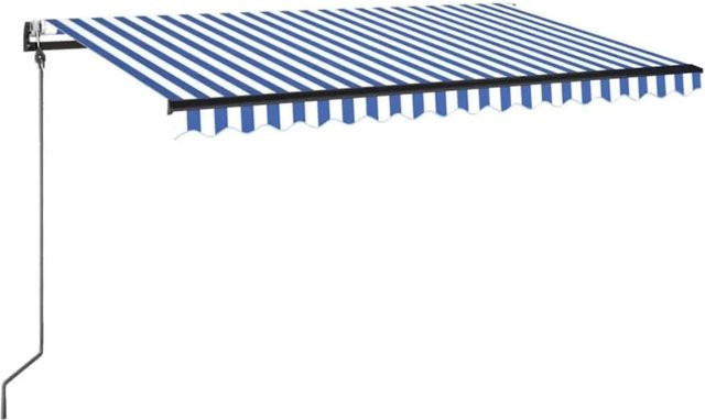 vidaXL Automatische Markise mit LED und Windsensor aus Aluminium und Polyestergewebe, Blau-Weiß gestreift, B: 450 cm, T: 350 cm - Bild 1