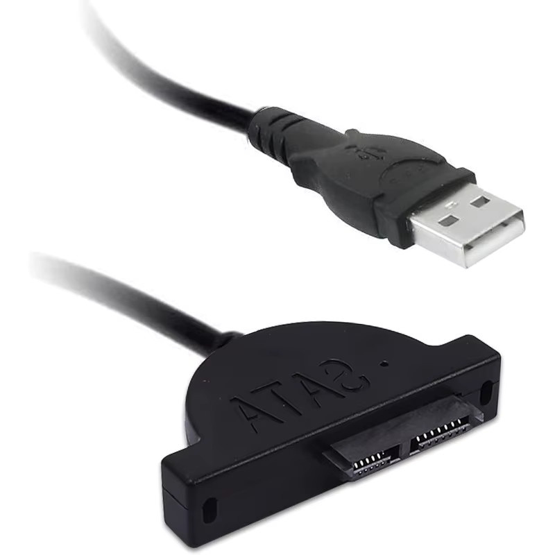LccKaa USB 2.0 zu Mini SATA II 7+6 Pin 13Pin Konverter für Laptop Slimline CD/DVD ROM Laufwerke, Schwarz - Bild 4