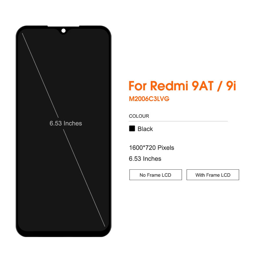 Xiaomi Redmi 9i LCD Display Touchscreen Digitizer mit Rahmen in Schwarz für Redmi 9AT M2006C3LVG 6.53 Zoll - Bild 2