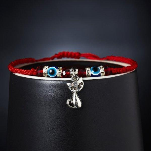 Armband Lucky Eye Blue Evil Eye, Messing, Rote Schnur, Unisex - Bild 1