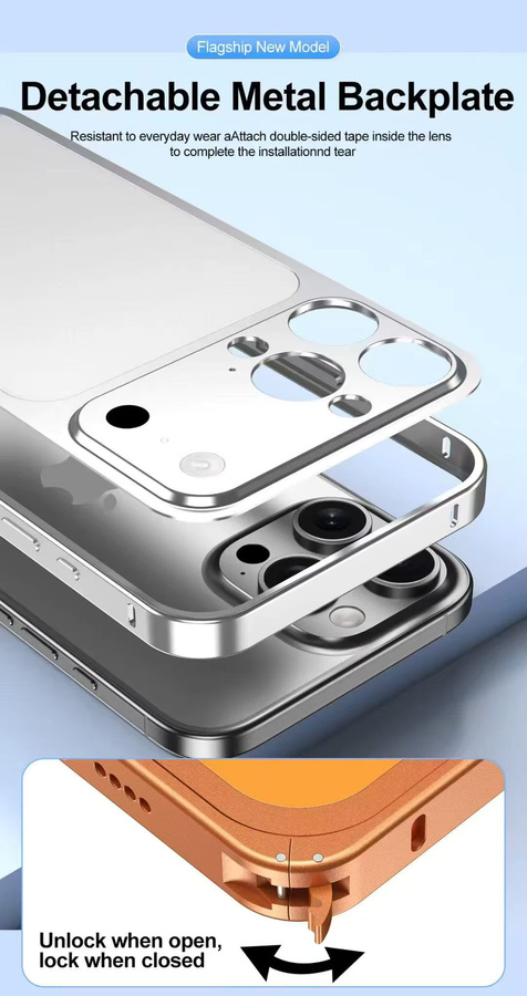 Schutzhülle aus Aluminiumlegierung mit schmalem Rahmen für iPhone 16 15 14 17 Pro Max in Orange - Bild 2