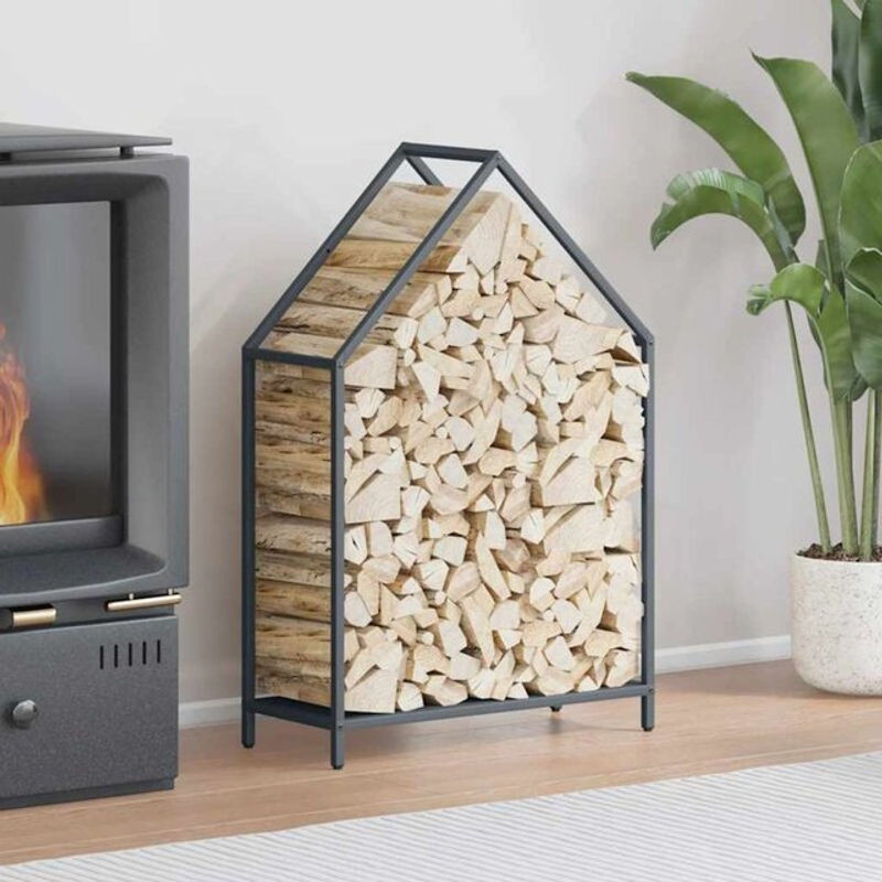 Brennholzregal aus kaltgewalztem Stahl von Vidaxl in Anthrazit, B/T/H: 60 x 25 x 90 cm - Bild 1