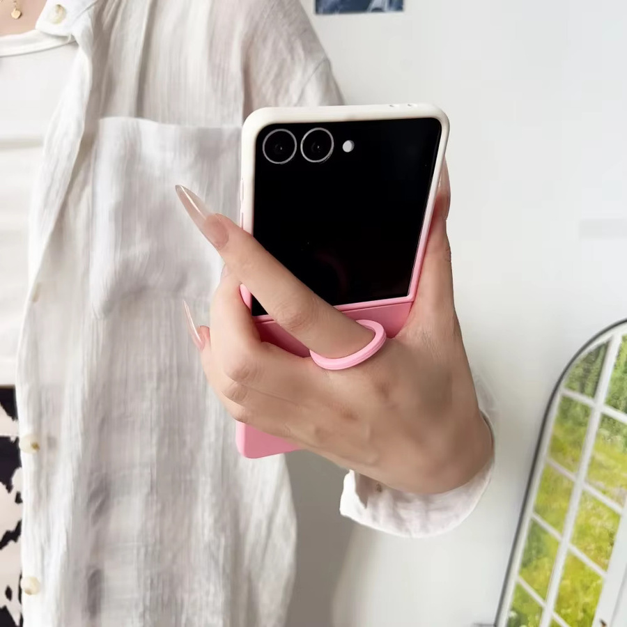 Stoßfeste Silikon Handyhülle mit Farbverlauf und Fingerring für Samsung Galaxy Z Flip 7, Z Flip 6, Z Flip 5 und Z Flip 7FE in Pink - Bild 3