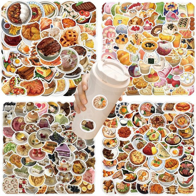 BulingBulingStickers Shop Realistische Lebensmittel Kuchen und Dessert Graffiti Aufkleber Set, Mehrfarbig, 100 Stück - Bild 1