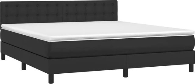 vidaXL Boxspringbett mit Matratze in Schwarz aus Kunstleder mit LED-Unterbettbeleuchtung und USB-Ladeport, B/T/H: 160 x 200 x 78 cm - Bild 1