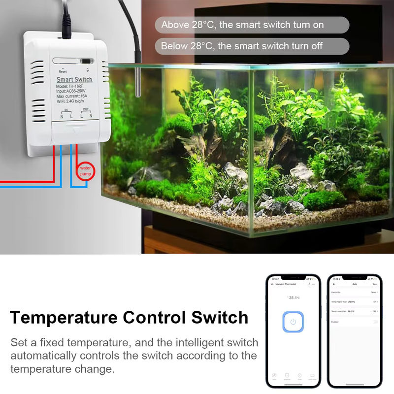 eWeLink TH-16RF16A Smart-Relais mit Temperatursensor 3000W WLAN App-Steuerung kompatibel mit Google Home Farbe Weiß - Bild 4
