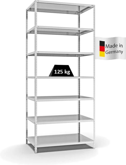 PROREGAL Fachbodenregal Light-Duty Schraubsystem, 7 Ebenen, Lichtgrau, H x B x T: 300 x 130 x 80 cm - Bild 1
