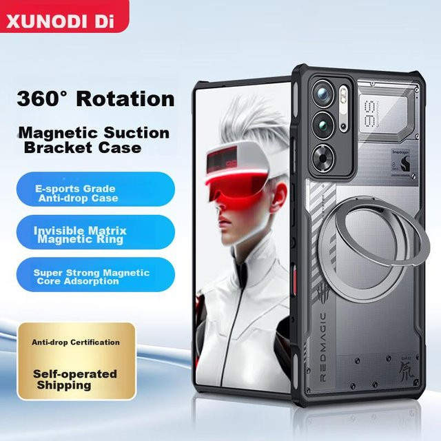 Xundd Magnetische Schutzhülle mit 360 Grad drehbarem Ständer für Nubia Red Magic 9s Pro+ und Nubia Red Magic 9 Pro+, Stoßfest, Transparent oder Schwarz - Bild 1
