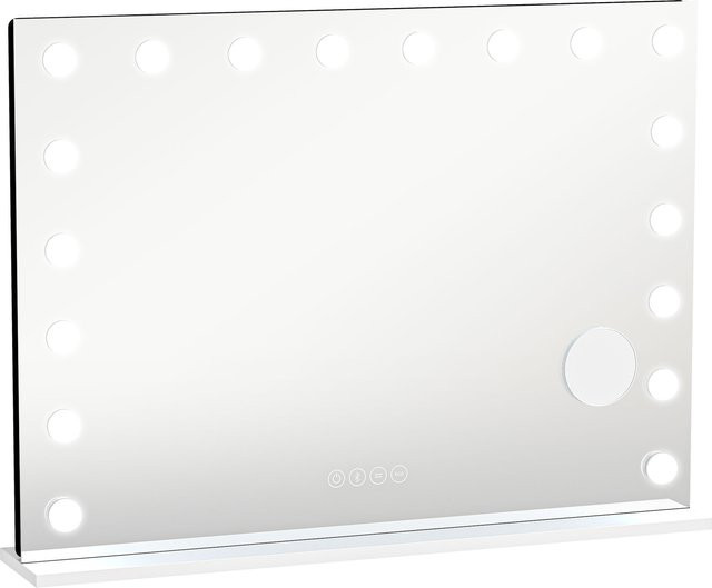 HOMCOM Hollywood Schminkspiegel mit LED-Beleuchtung und Bluetooth in Weiß, B: 80 cm, H: 60 cm - Bild 1