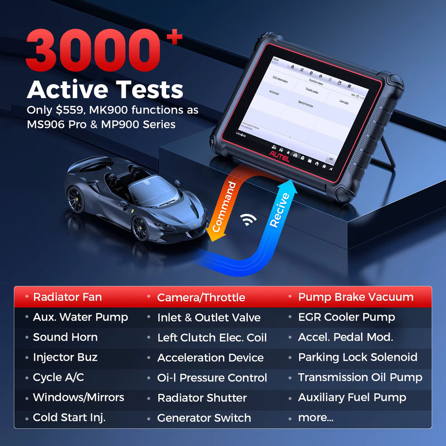 Autel MaxiCOM MK900 Diagnosetool in Schwarz: 8-Zoll bidirektionaler OBD2-Scanner mit CAN FD und DoIP für automatisches Diagnose-Upgrade - Bild 3