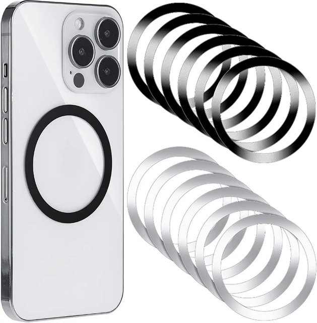 Magnetische Metallringe für MagSafe drahtloses Laden, kompatibel mit iPhone 14 13 Pro Max, Farbe: Schwarz - Bild 1