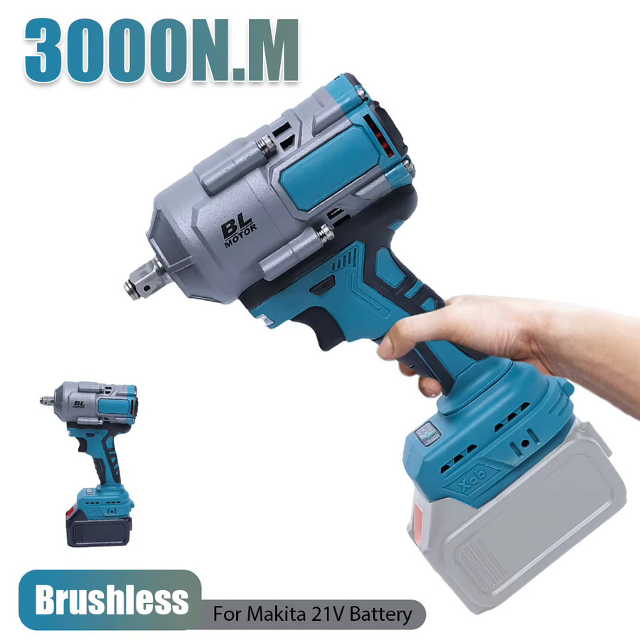 TKKEACE Akku-Schlagschrauber 1/2 Zoll mit 3000 N.m Drehmoment, bürstenloser Hochleistungsschrauber in Blau, kompatibel mit Makita LXT 18V Akkus - Bild 4