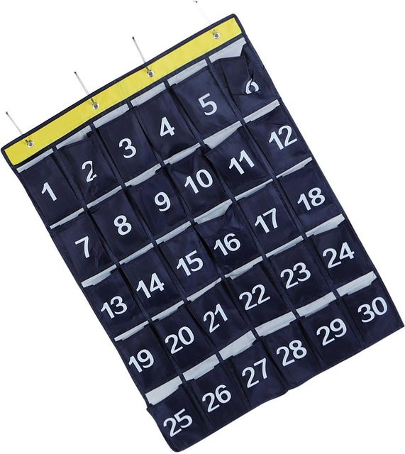 mfySpace Wand-Aufbewahrungstasche mit 30 Taschen und Zahlen, Hänge-Organizer für Handys, Marineblau - Bild 1
