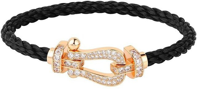 Fred Armband, Roségold, Rotes Seil, Diamant, 17cm, Damen und Herren - Bild 1