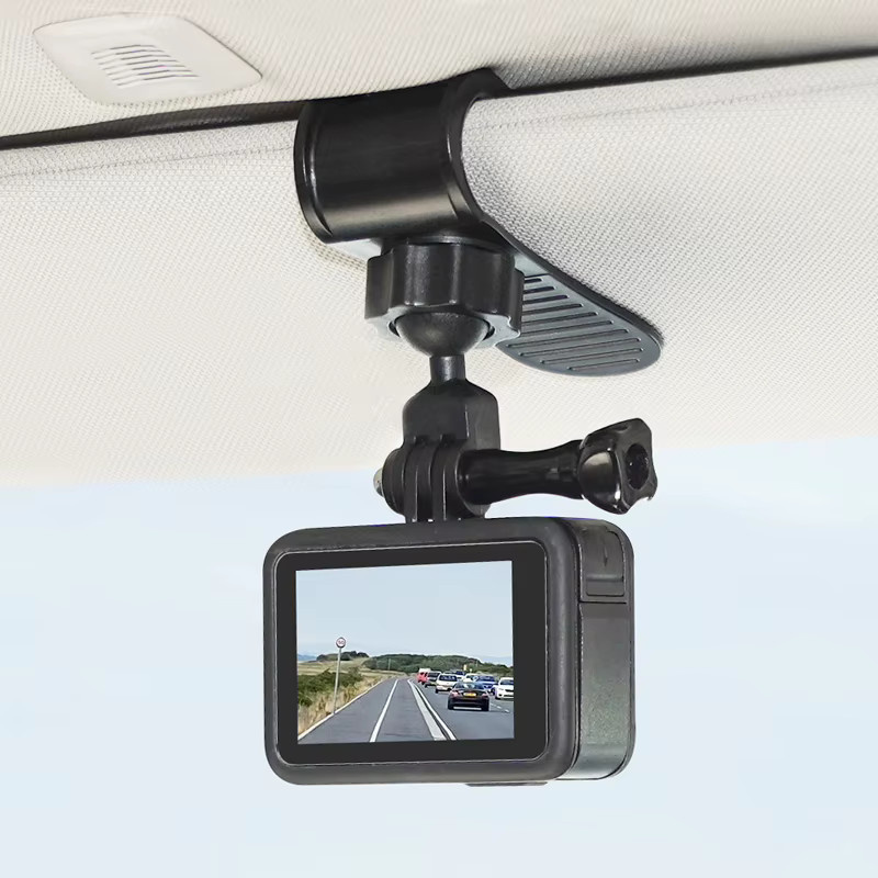 Flymile Auto Sonnenblende Halterung VLOG Kamera Halterung für GoPro 13 12 11 10, Insta360 X5 X4 und DJI Action 5 Pro, Schwarz - Bild 2