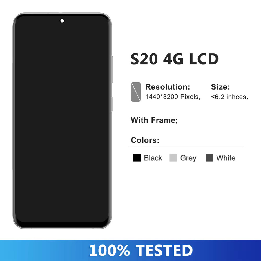 Samsung S20 4G LCD Display Touchscreen Digitizer mit Rahmen Ersatz für G980 G980F G980F/DS in Schwarz oder Grau - Bild 2