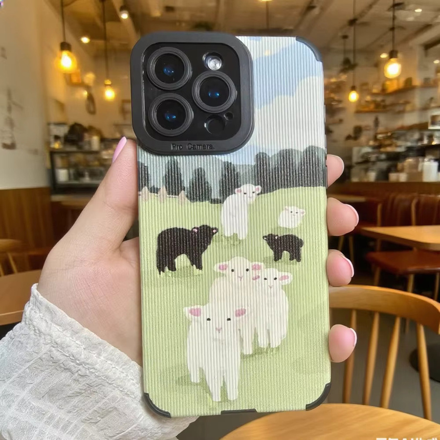 Stoßfeste Silikonhülle mit Cartoon-Schaf-Design für Apple iPhone 12 bis iPhone 17, weiches Material, Multicolor - Bild 2
