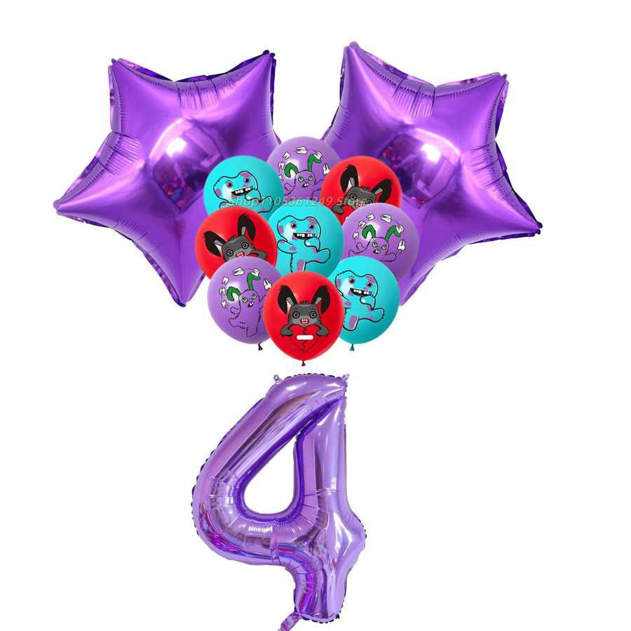 Potdemiel Fuggler Zahnmonster Party Dekorationsset mit Luftballons, Banner und Cupcake-Toppern in Mehrfarbig für Kindergeburtstage - Bild 2