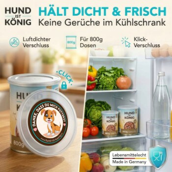 HUND IST KÖNIG Dosendeckel in Beige für Tierfutter-Dosen mit 800g, BPA-frei - Bild 2