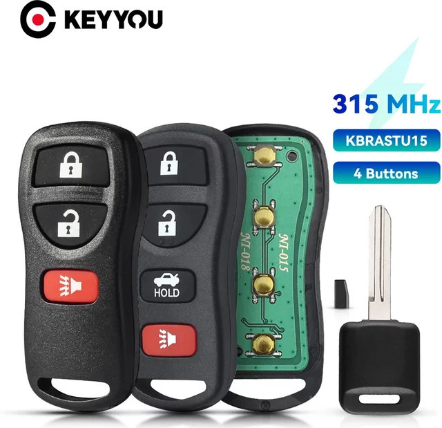 KEYYOU Keyless Entry Remote Auto Schlüsselanhänger 315 MHz in Schwarz für Infiniti und Nissan Modelle wie Frontier, Murano, Armada, Pathfinder, Versa, Altima, Maxima und Xterra - Bild 1