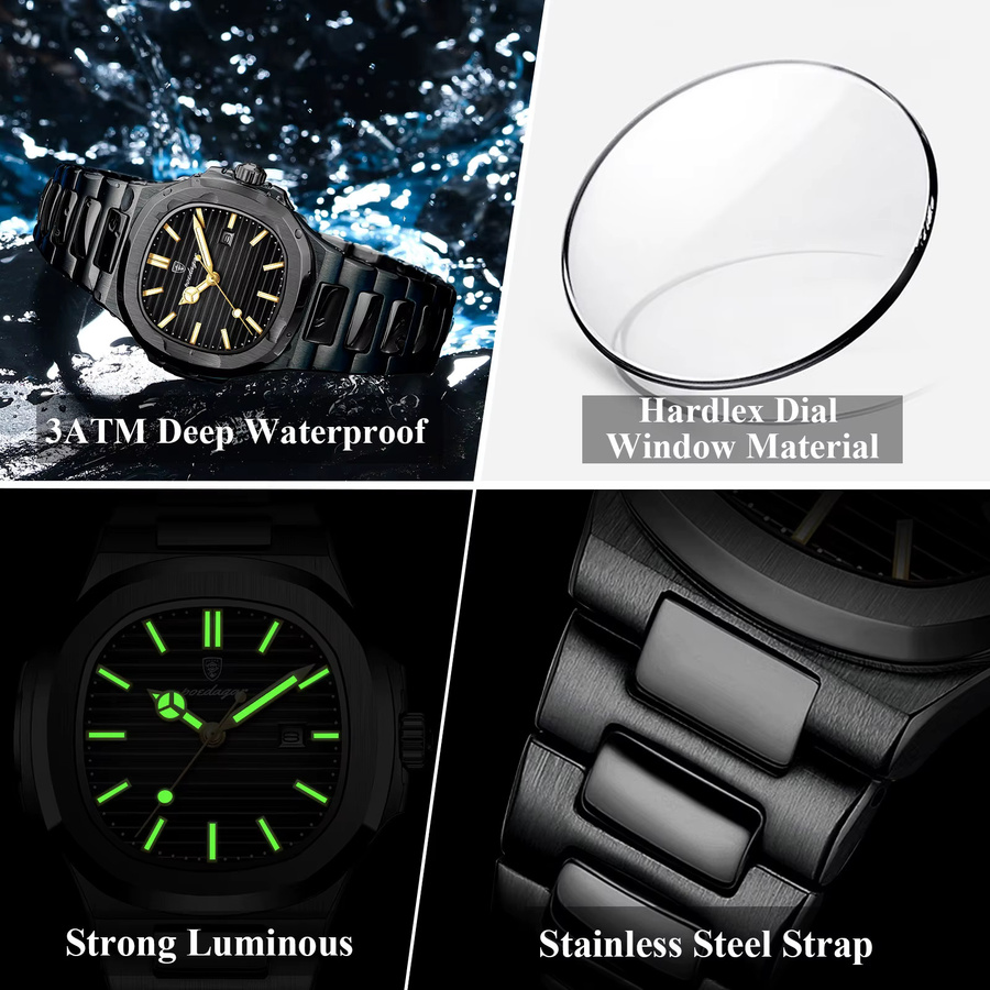 POEDAGAR Armbanduhr Edelstahl, Quarz, Datum, Leuchtzeiger, Silber, Damen - Bild 4