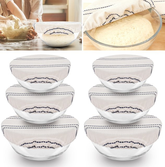 Willstar 6er Set Elastische Brot-Fermentationsabdeckungen in Weiß für Sauerteig-Starter und Teig zum Backen - Bild 1