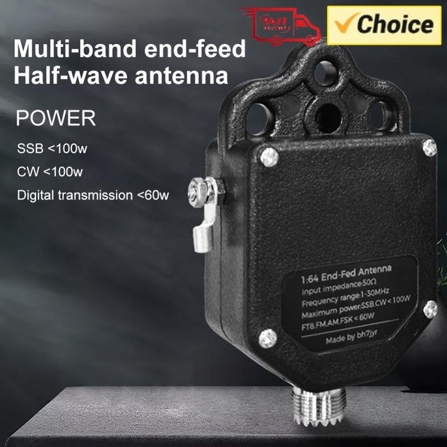 APWIKOGER Tragbare HF-Endfütterungsantenne 4-Band und 8-Band Halbwellen-Radioantenne für den Außenbereich, 1MHz bis 30MHz, 1:64 Balun, 100W Leistung, Schwarz - Bild 1