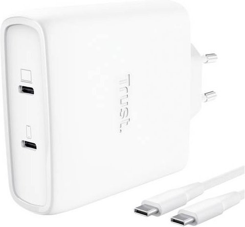 Trust Maxo USB-C-GaN-Ladegerät 100 W mit 2 USB-C-Anschlüssen, Weiß - Bild 1