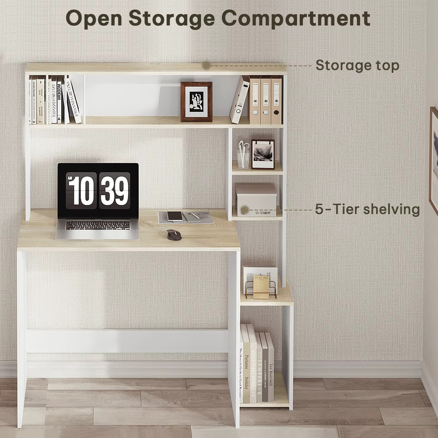 Eugad Computertisch im skandinavischen Design mit Stauraum, weiß, B/T/H: 113,5 x 45 x 139 cm - Bild 2