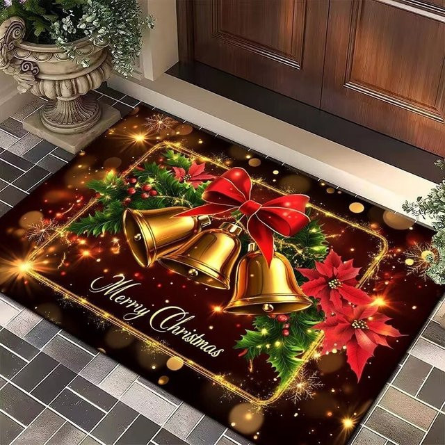 VIKAMA Fußmatte aus Kristallsamt im Weihnachtsdesign für Badezimmer und WC, B/T: 60 x 40 cm - Bild 1