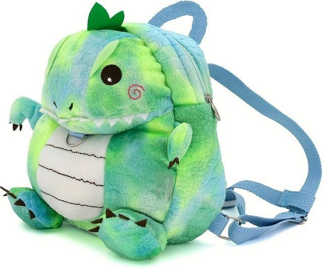 Niedriger Cartoon-Kleinkind-Mini-Rucksack mit Anti-Verlust-Gurt und Sicherheitsleine für Jungen und Mädchen in Pink und Grün - Bild 1