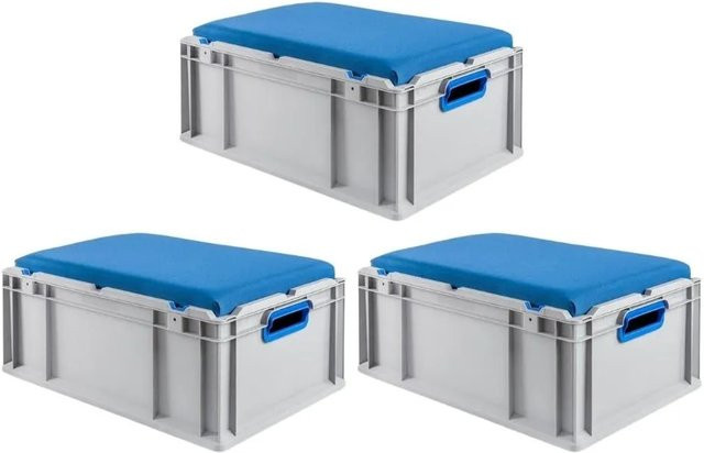 PROREGAL SparSet 3 x Eurobox NextGen Seat Box Blau, Kunststoff, H x B x T: 26,5 x 40 x 60 cm, 44 Liter, mit verstärktem Boden - Bild 1