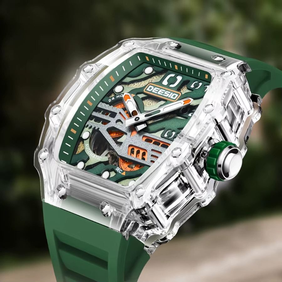 Deesio Herrenuhr GMT, Automatik, Kohlefaser, Saphirglas, Silber - Bild 2
